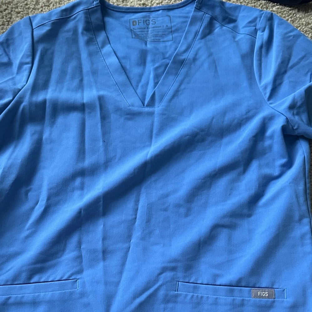 Figs Vibrant Blue V-Neck Scrub Top